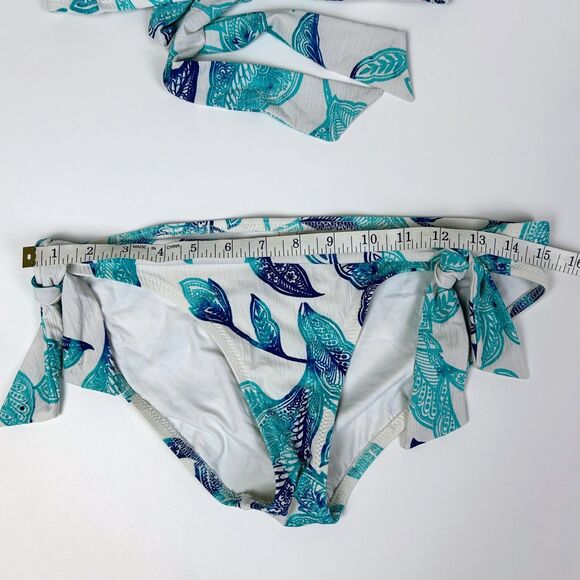 Helen Jon Aqua Blue White Bikini Halter Top Tie Bottom 2 Piece Swimsuit Sz S M - Picture 7 of 13